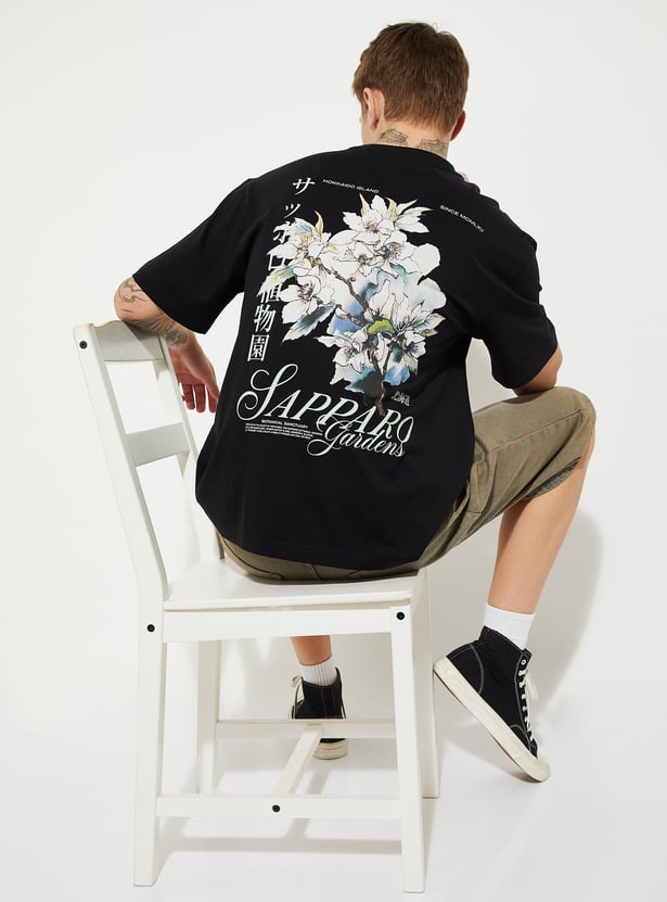 URB_N Men Floral Print Oversized T-shirt
