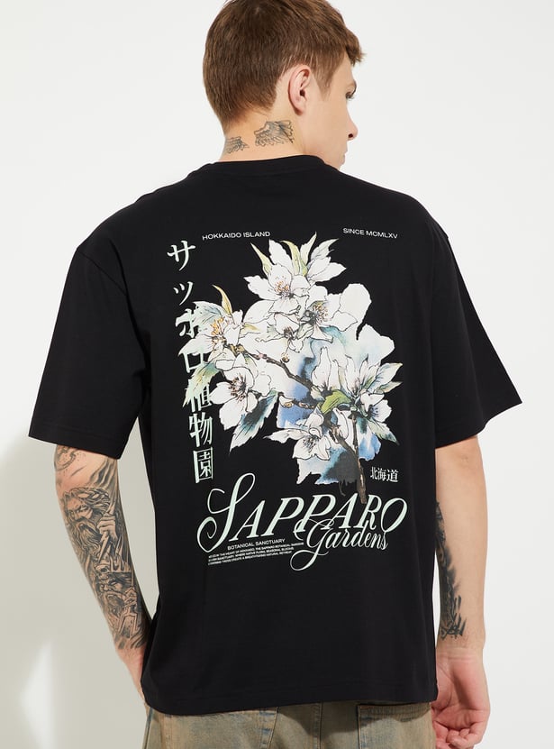 URB_N Men Floral Print Oversized T-shirt
