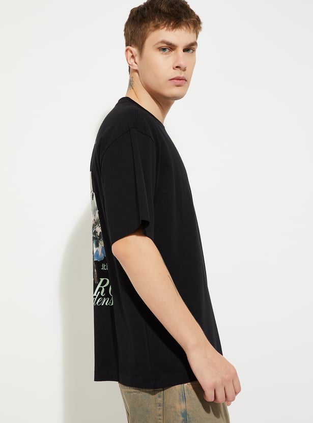 URB_N Men Floral Print Oversized T-shirt