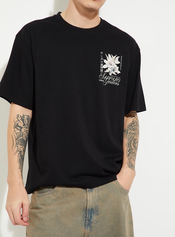 URB_N Men Floral Print Oversized T-shirt