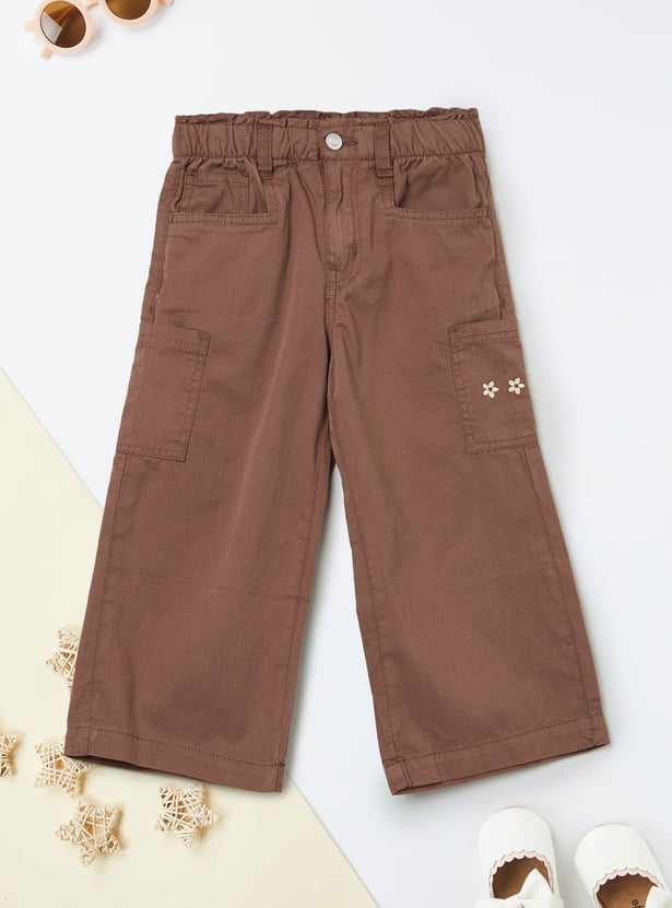 Girls Solid Wide Leg Trousers