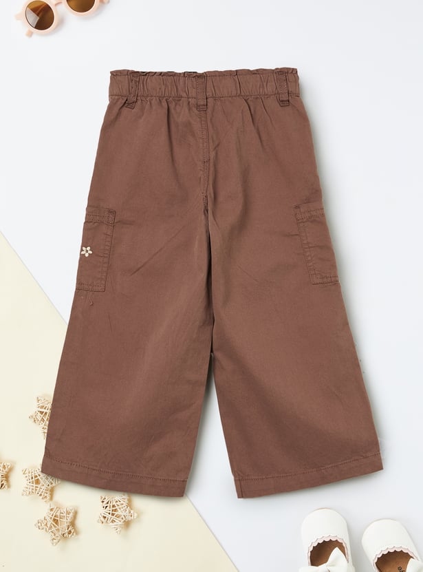 Girls Solid Wide Leg Trousers