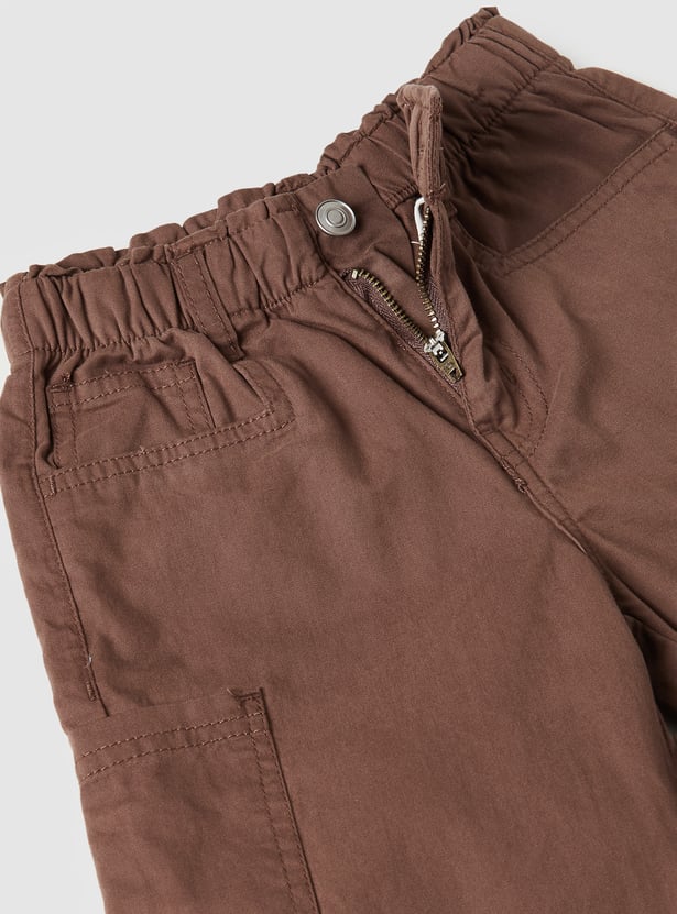 Girls Solid Wide Leg Trousers