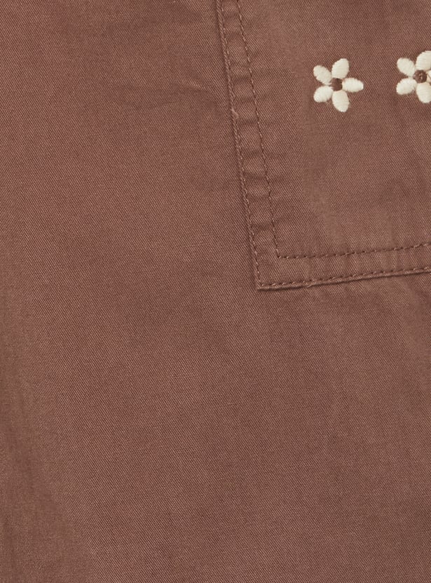 Girls Solid Wide Leg Trousers