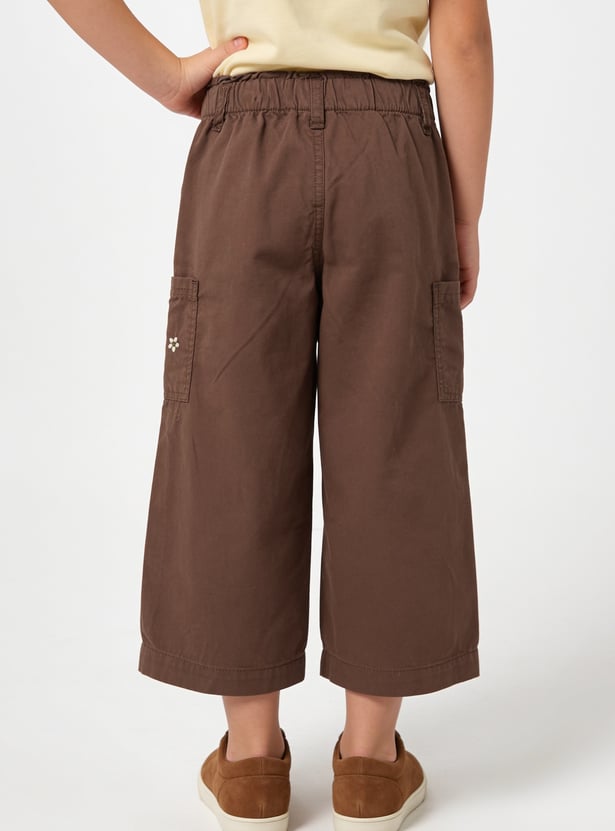 Girls Solid Wide Leg Trousers