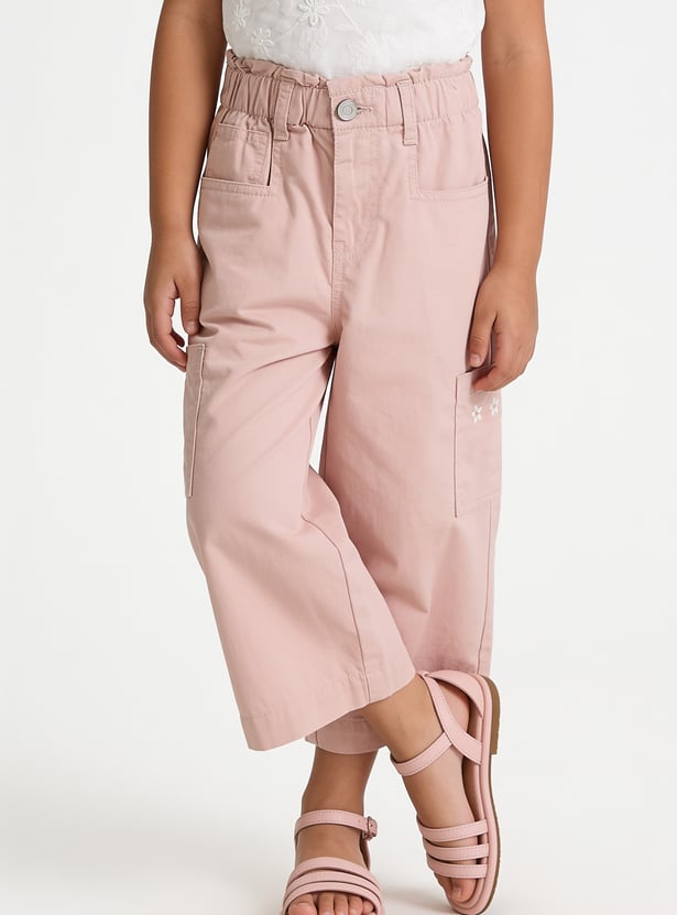 Girls Floral Detailed Cargo Trousers