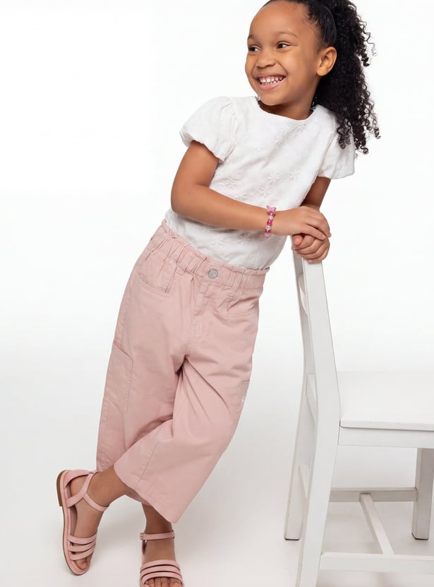 Girls Floral Detailed Cargo Trousers