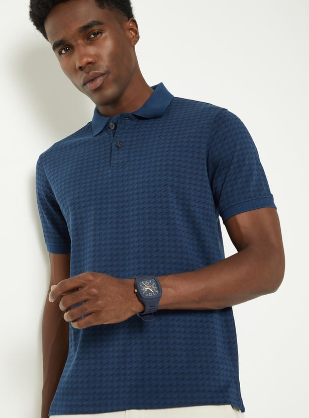Men Houndsooth Regular Fit Polo T-shirt