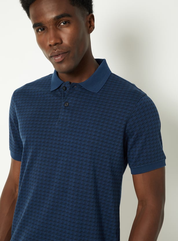 Men Houndsooth Regular Fit Polo T-shirt