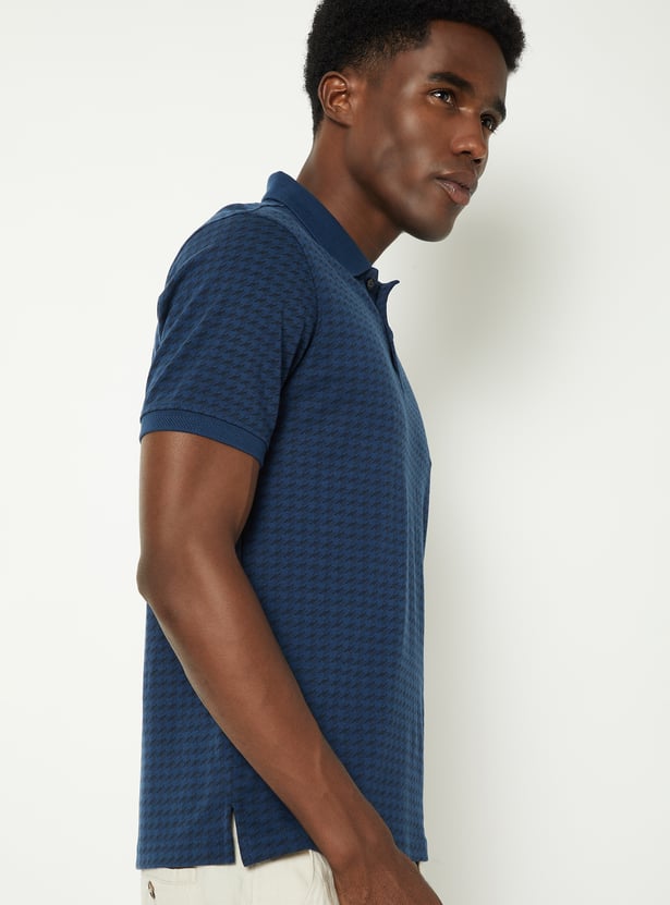 Men Houndsooth Regular Fit Polo T-shirt