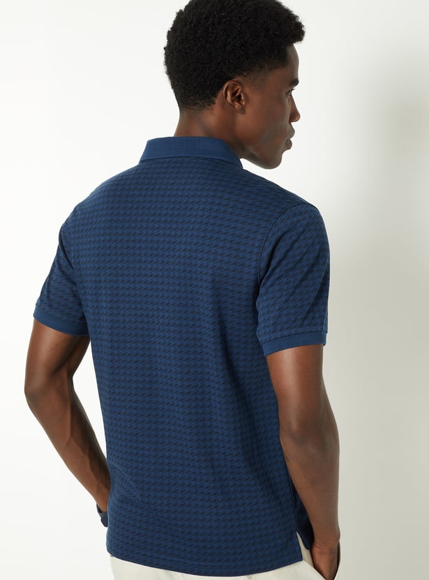 Men Houndsooth Regular Fit Polo T-shirt
