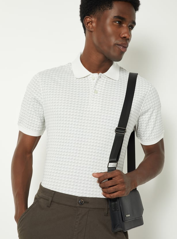 Men Houndsooth Regular Fit Polo T-shirt