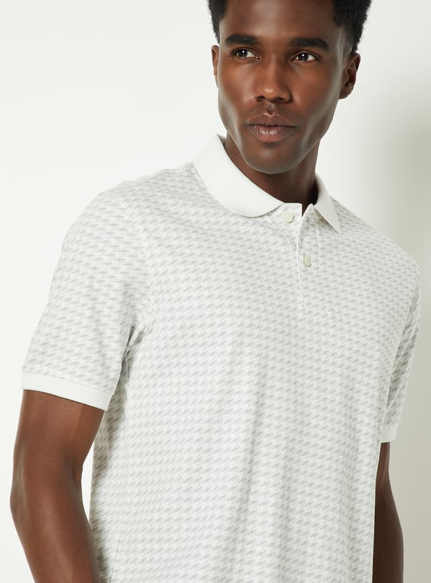 Men Houndsooth Regular Fit Polo T-shirt
