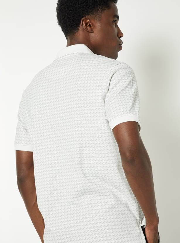 Men Houndsooth Regular Fit Polo T-shirt