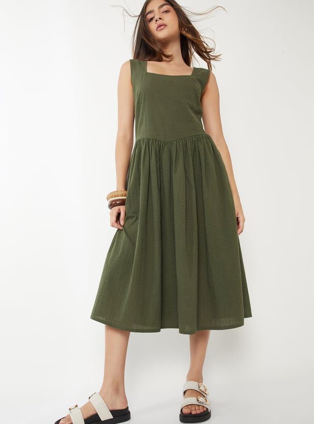 Women Textured Fit & Flared Dress