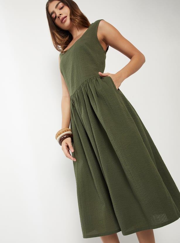 Women Textured Fit & Flared Dress