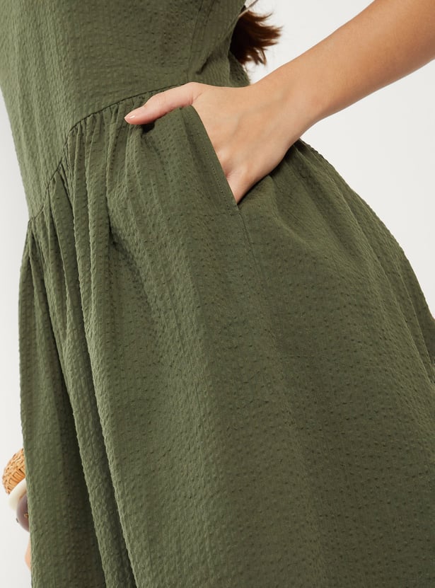 Women Textured Fit & Flared Dress