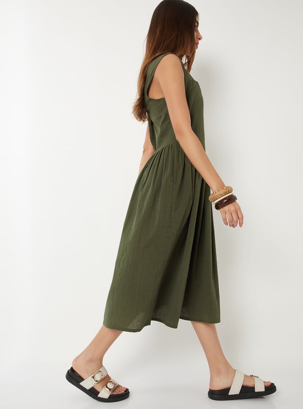 Women Textured Fit & Flared Dress
