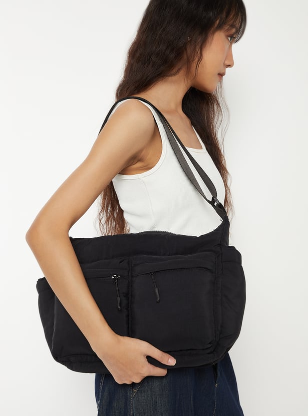 Men Solid Crossbody Bag