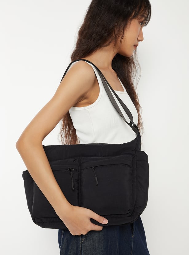 Men Solid Crossbody Bag