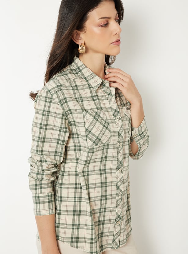 Women Checked Slim Fit Shirt