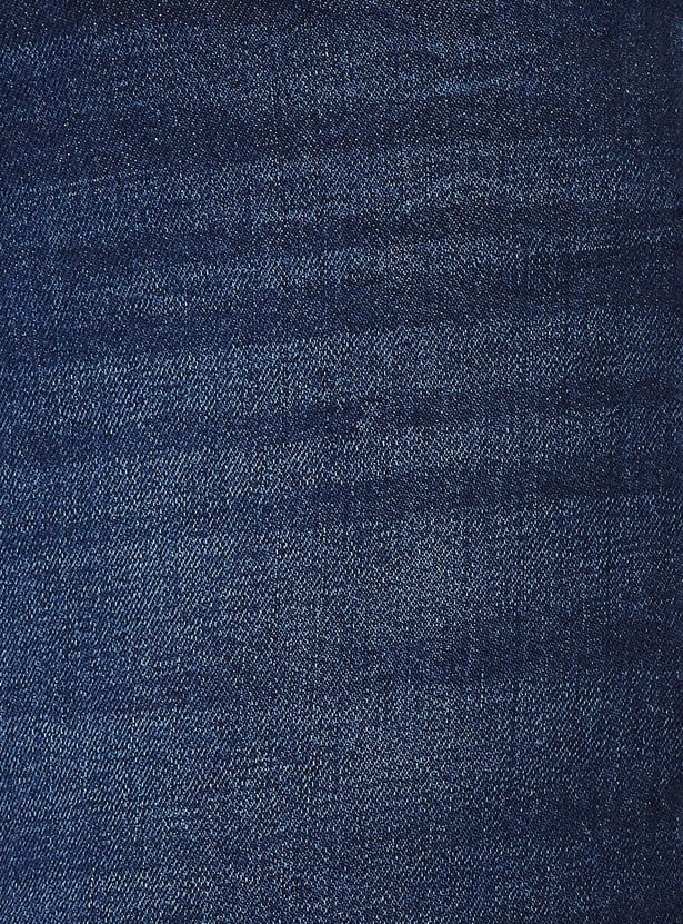 Women Dark Washed Slim Straight Jeans