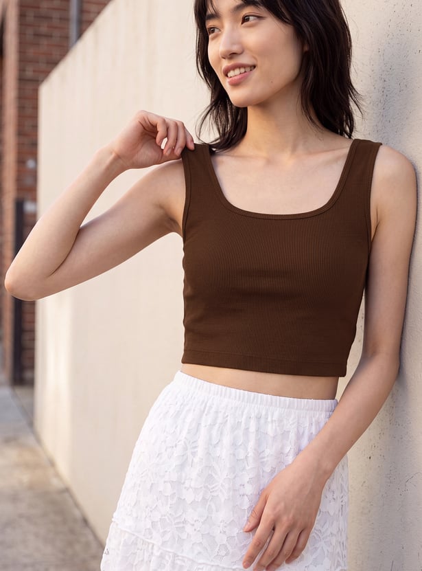 URB_N Women Ribbed Tank Crop Top