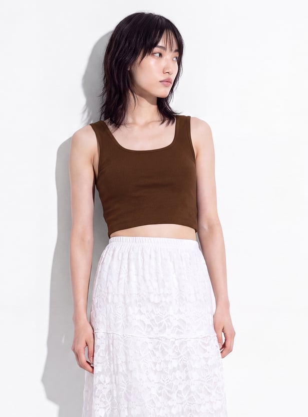 URB_N Women Ribbed Tank Crop Top