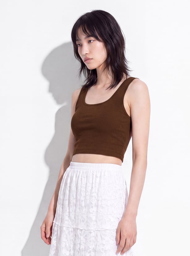 URB_N Women Ribbed Tank Crop Top