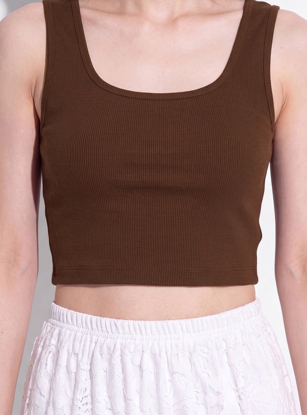 URB_N Women Ribbed Tank Crop Top