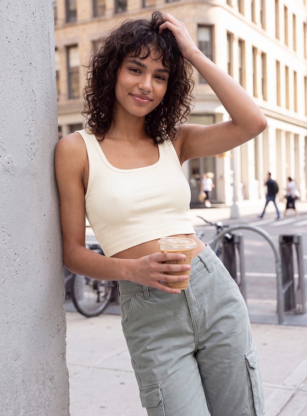 URB_N Women Ribbed Tank Crop Top