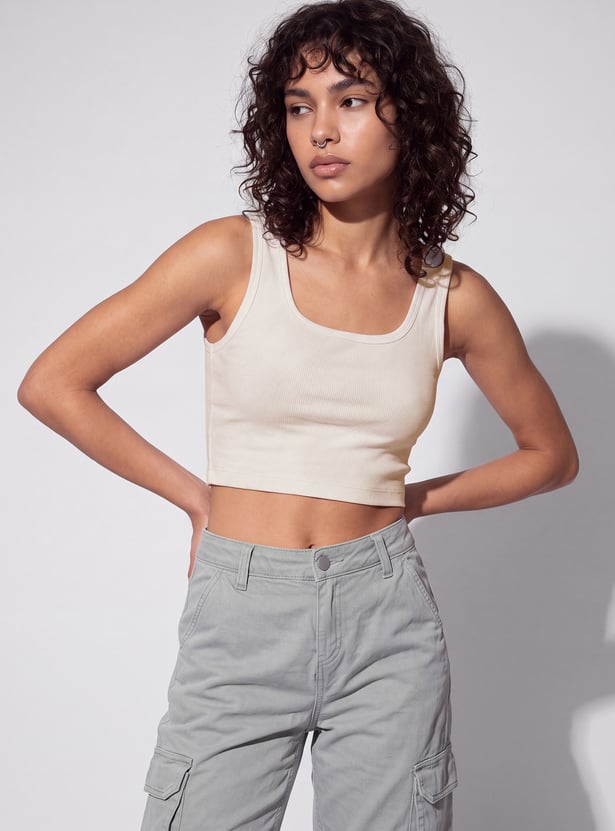 URB_N Women Ribbed Tank Crop Top