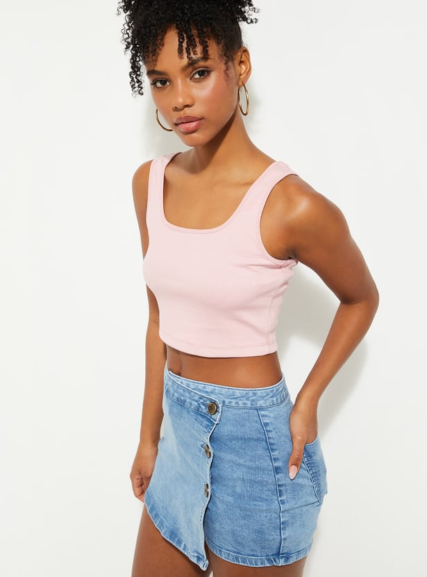 URB_N Women Ribbed Tank Crop Top