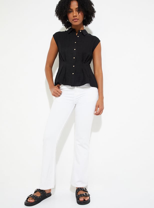 URB_N Women Solid Peplum Top