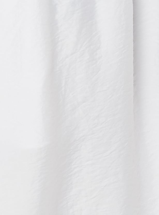 Women Solid A-line Midi Dress with Belt