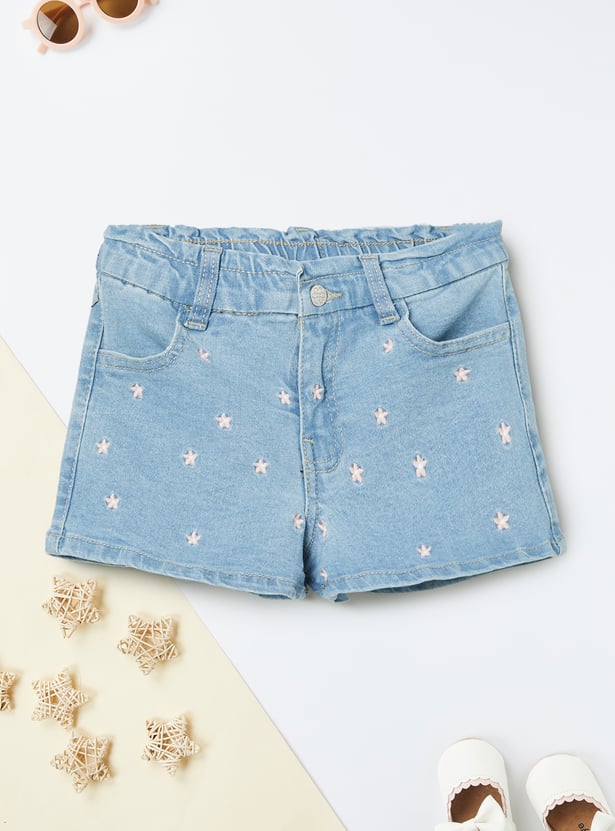 Girls Embroidered Denim Shorts
