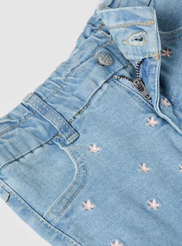 Girls Embroidered Denim Shorts