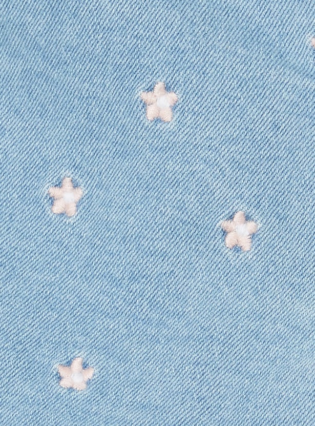 Girls Embroidered Denim Shorts