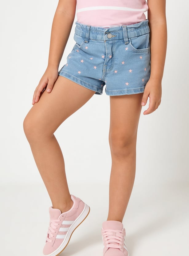 Girls Embroidered Denim Shorts