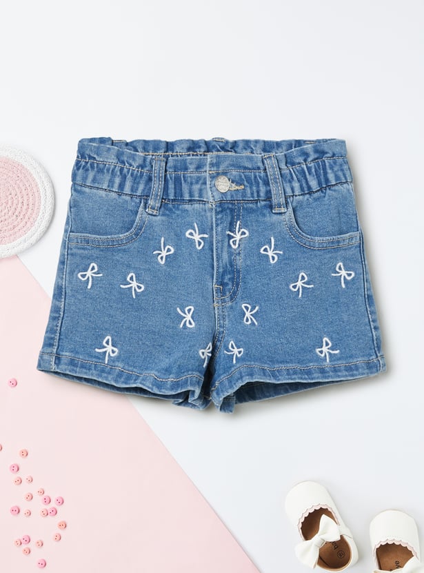 Girls Embroidered Denim Shorts