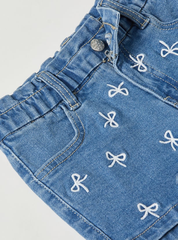 Girls Embroidered Denim Shorts