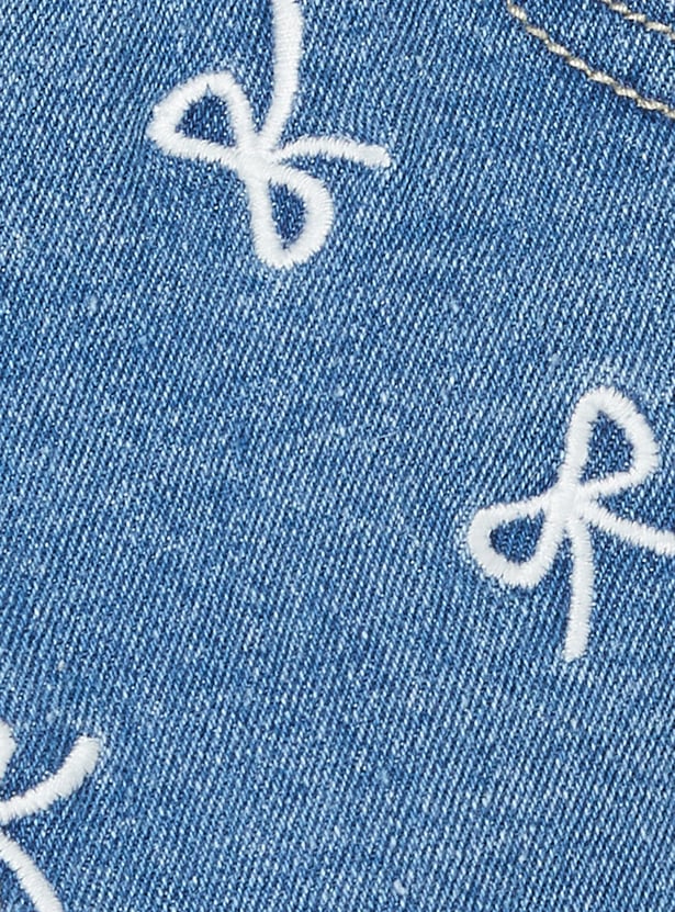 Girls Embroidered Denim Shorts