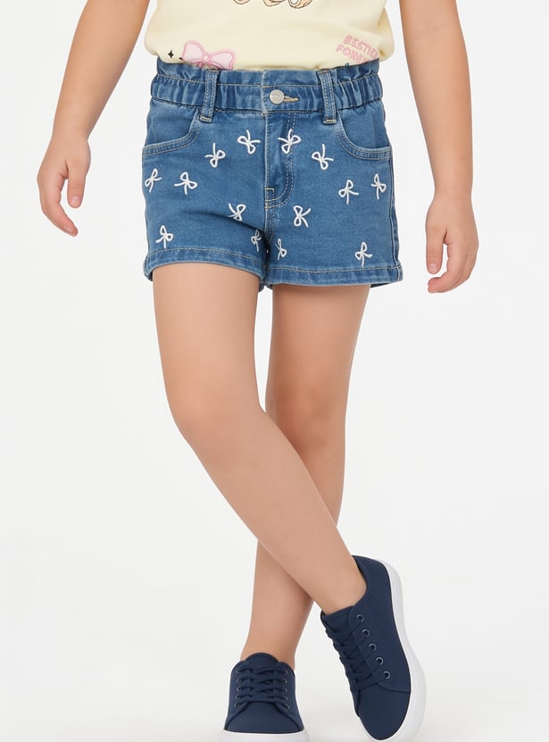 Girls Embroidered Denim Shorts