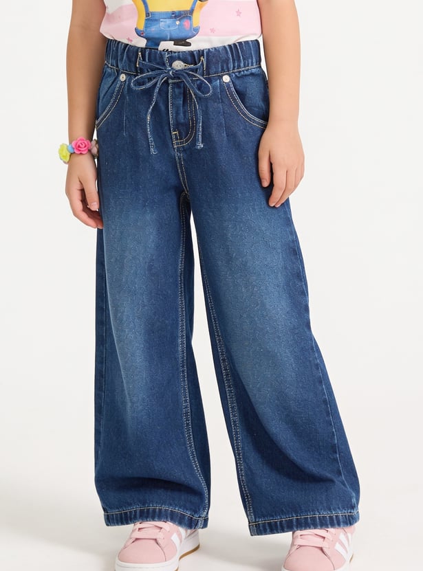 Girls High-Rise Wide Leg Jeans
