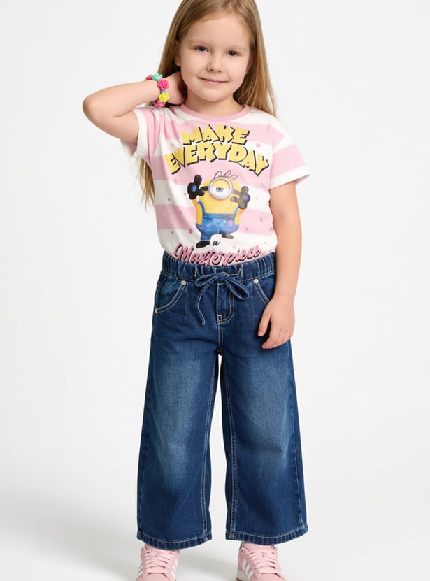 Girls High-Rise Wide Leg Jeans