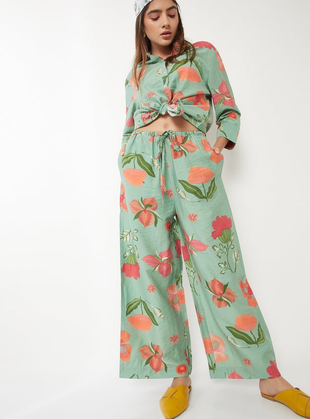 Women Floral Print Palazzos