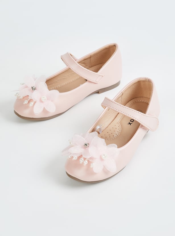 Girls Floral Design Mary Janes