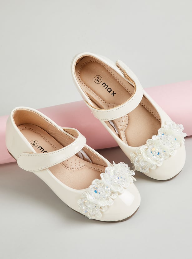 Girls Embellished Mary Janes with Velcro Closure