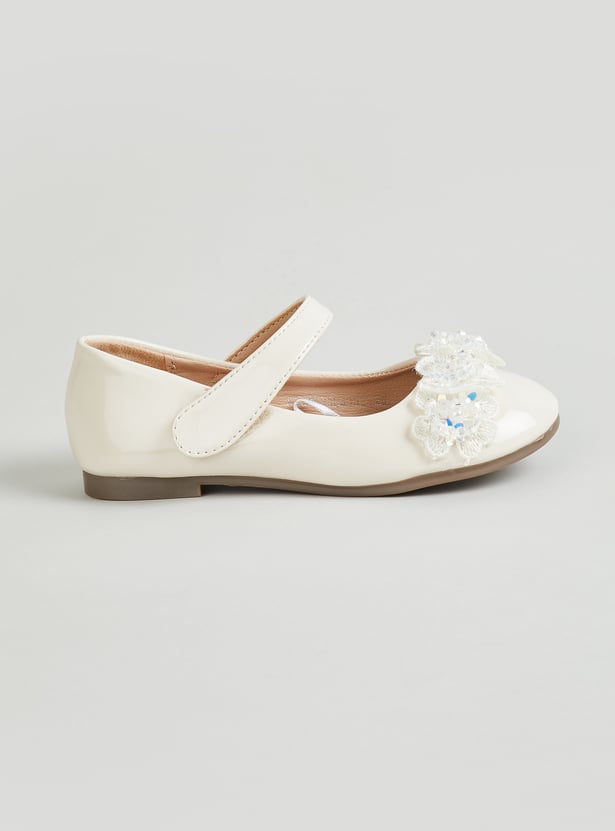 Girls Embellished Mary Janes with Velcro Closure