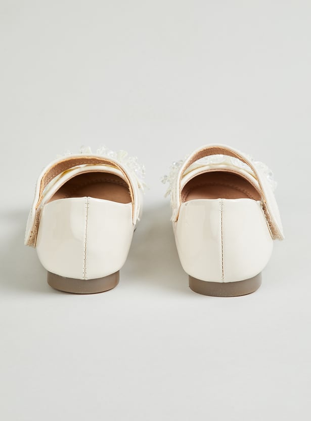 Girls Embellished Mary Janes with Velcro Closure